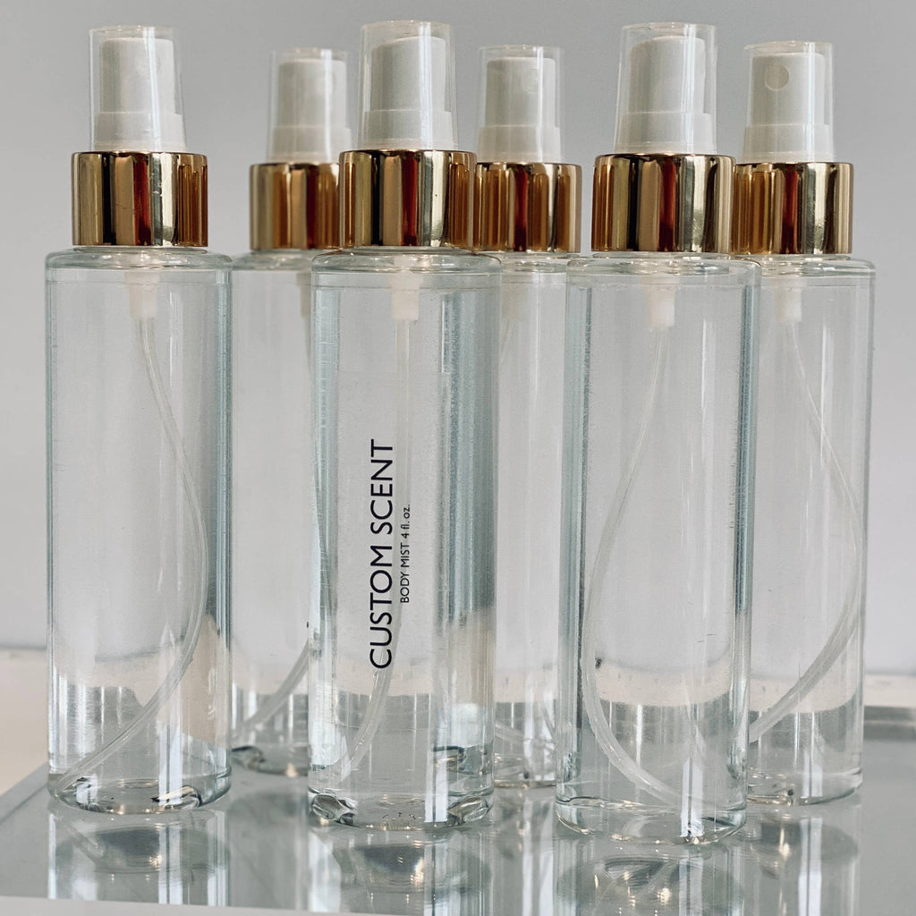 Body Mist Spray | Gold Top | Private Label Custom Scents: Lavender / Frosted glass