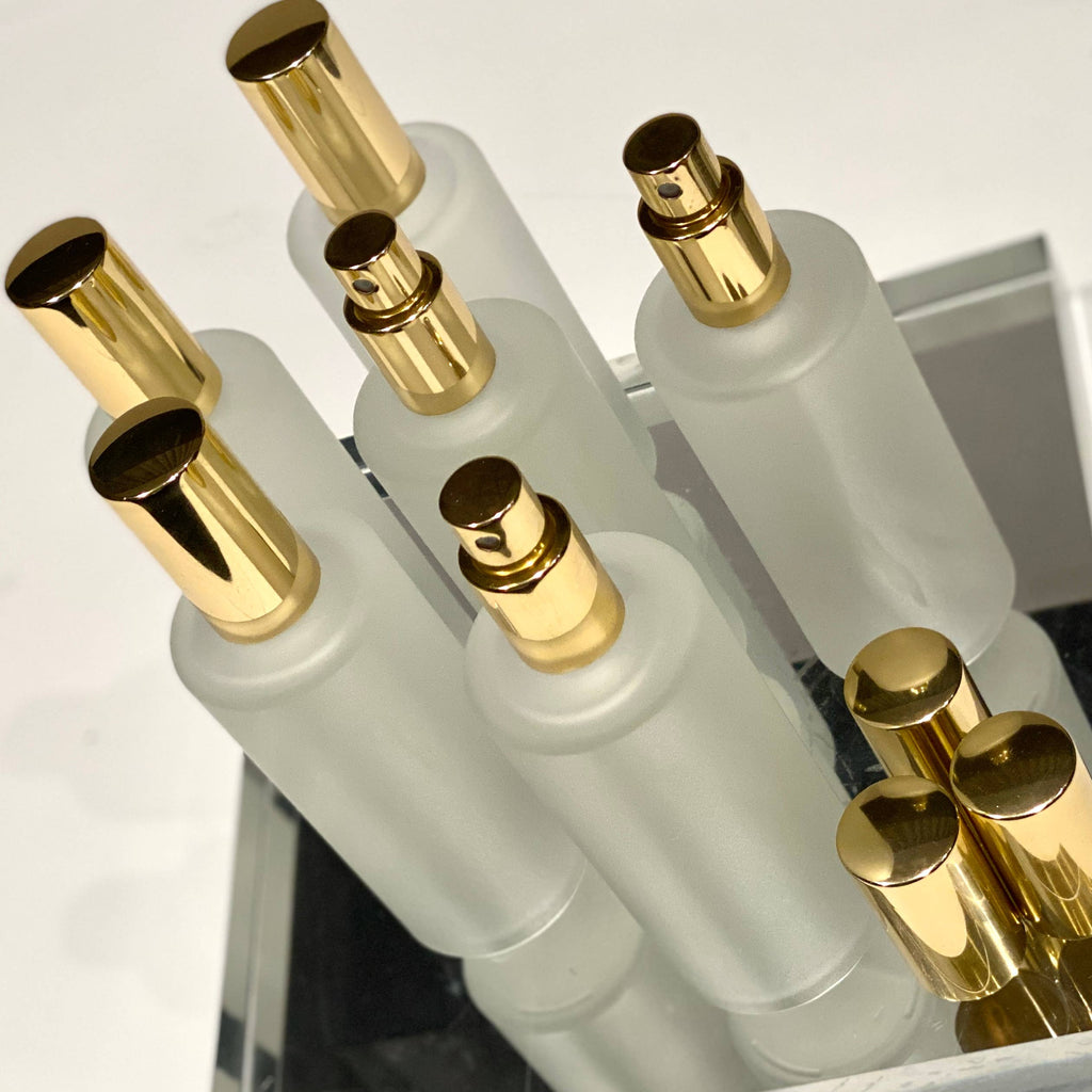 Body Mist Spray | Gold Top | Private Label Custom Scents: Lavender / Frosted glass