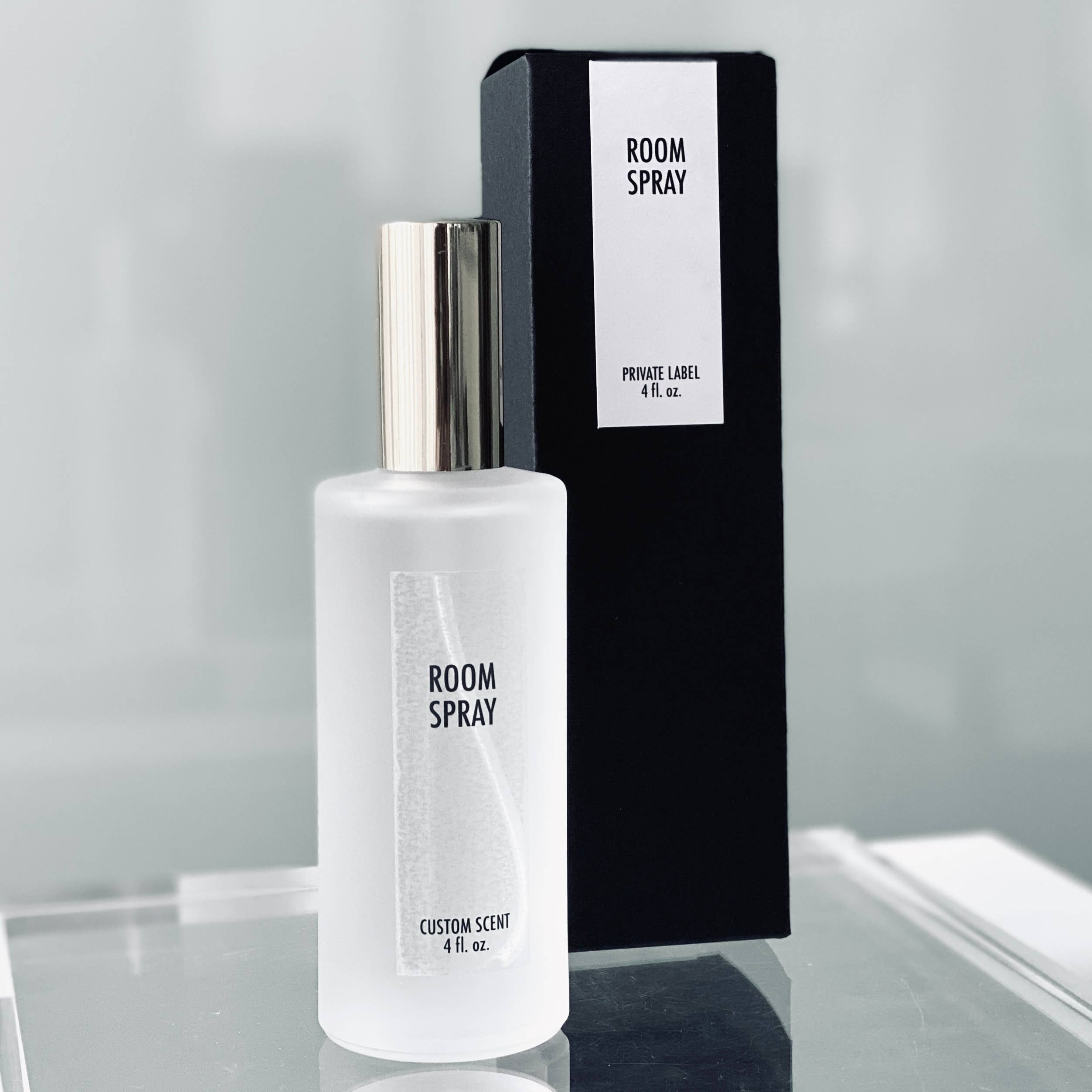 Room & Linen Spray Silver | Glass in Gift Box, Private Label: Lavender